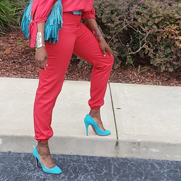 Turquoise Christian Louboutin Suede Heels - Picture 12 of 12